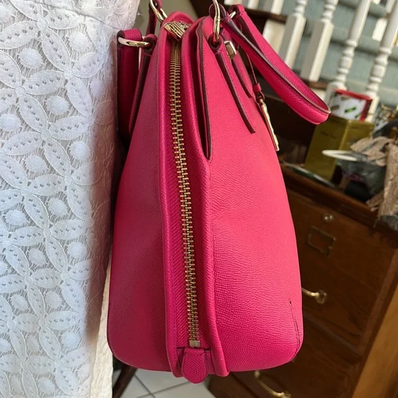 Coach  Prince Street Large Satchel crossbody      Ruby      Pink Leather  NWOT - Picture 3 of 16